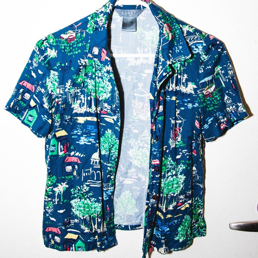 Button Up Patterned T-shirt